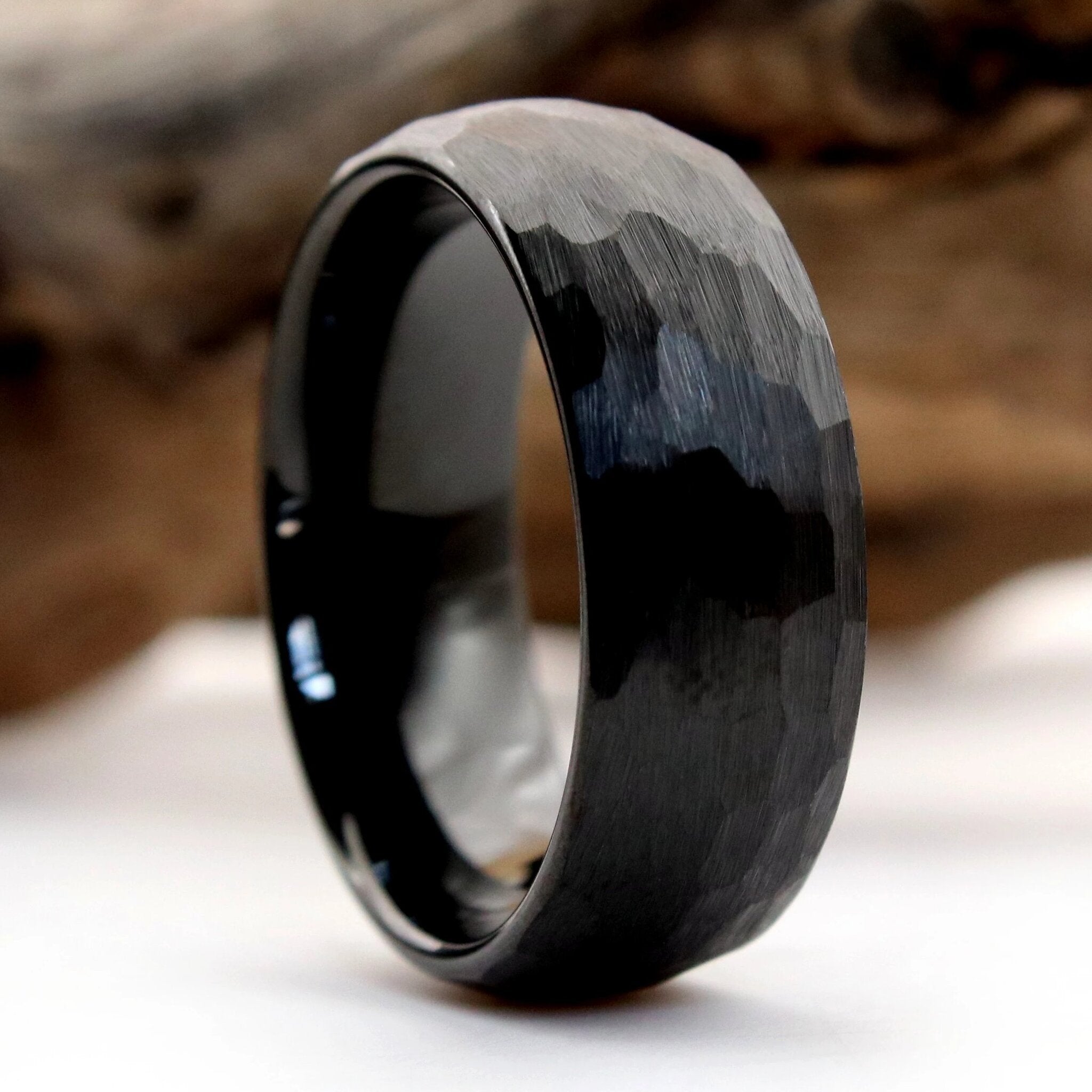 The Saga | Hammered Black Wedding Ring | Thorum