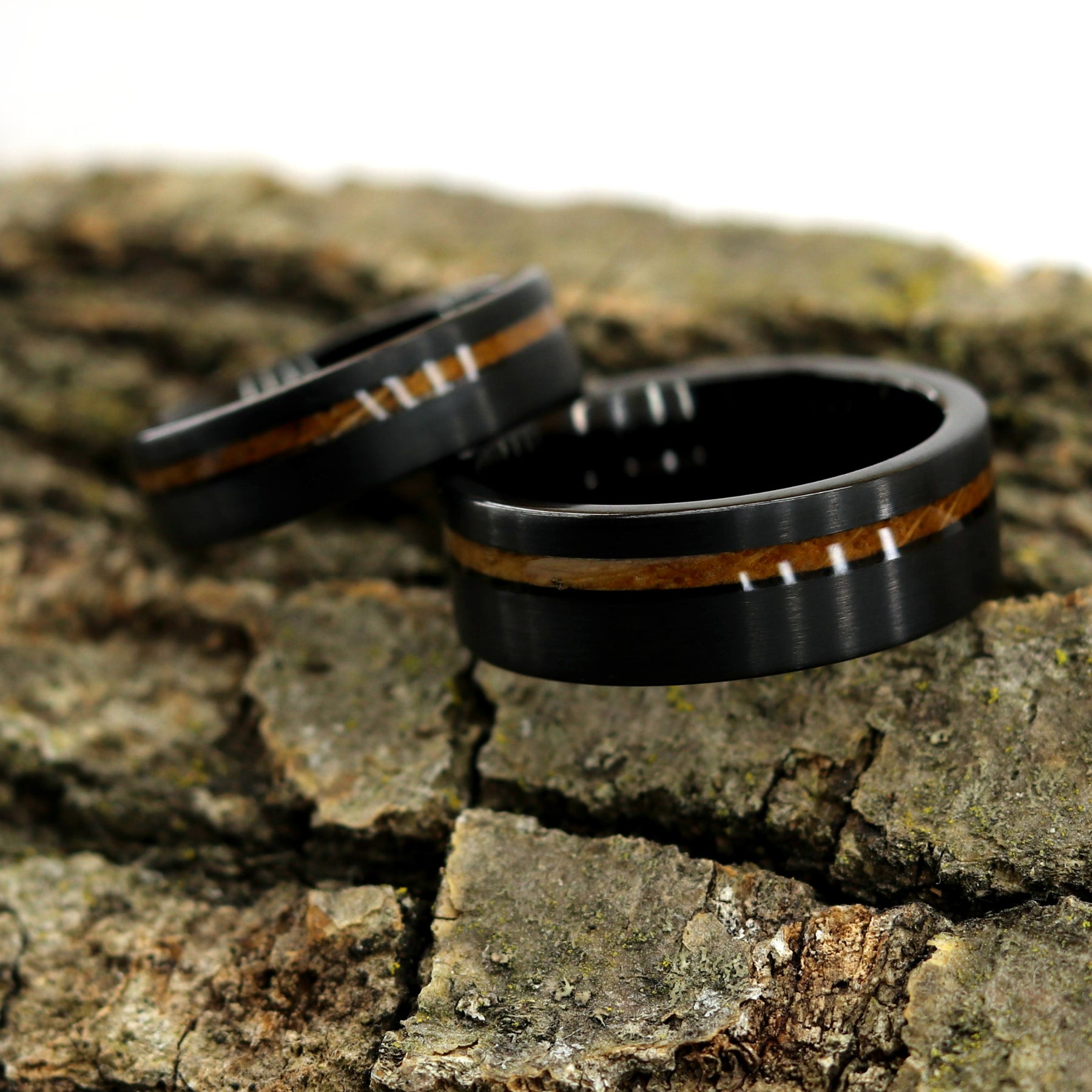 Matching Barrel Rings Black Barrel Set | Whiskey Barrel Ring Set, Wedding Rings | Thorum
