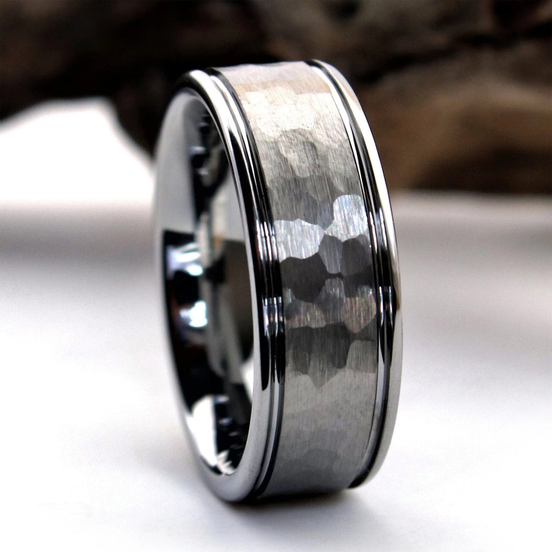 The Atlas | Hammered Tungsten Ring, Silver Ring | Thorum