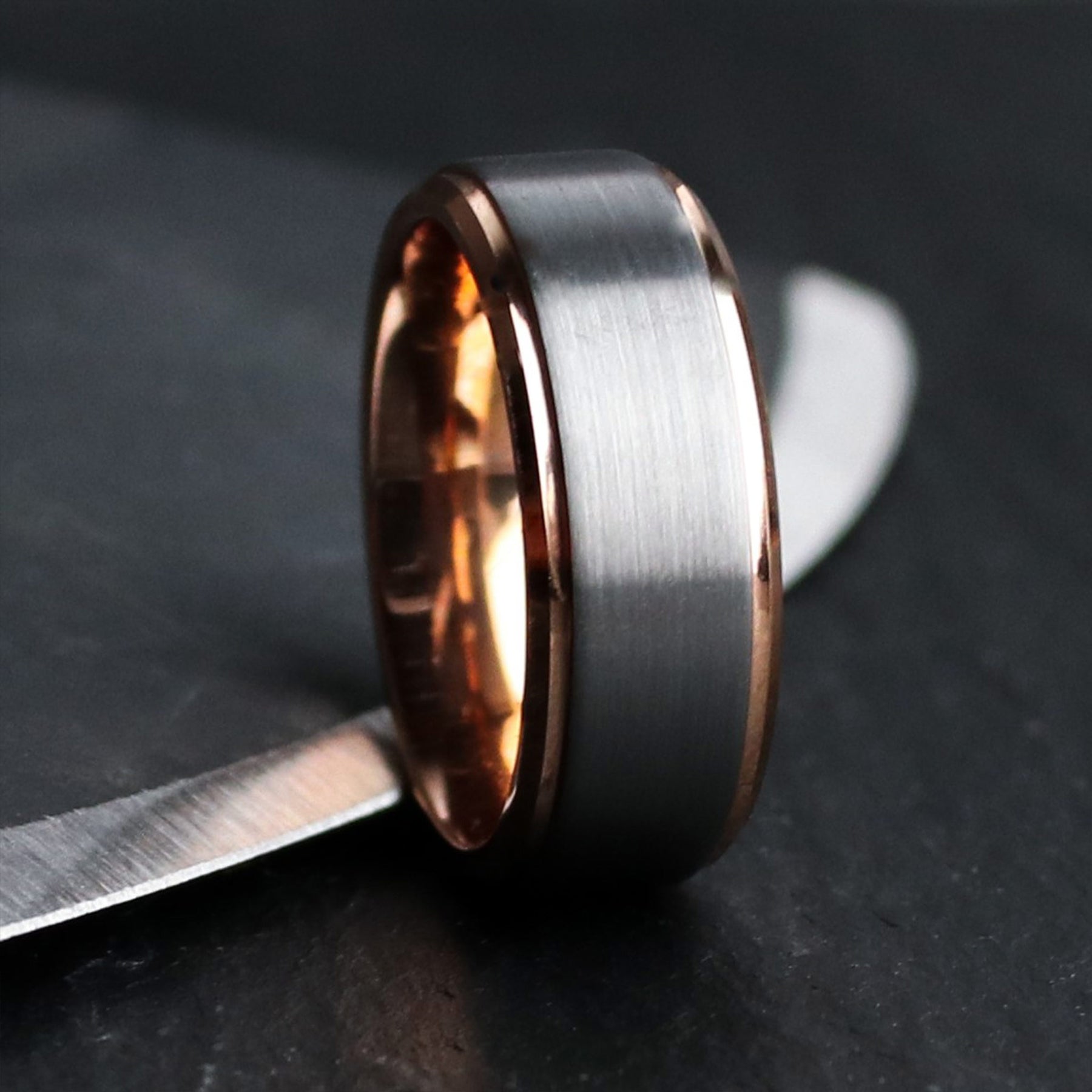Grayson Rozell Rings The Executive | Gray Brushed Rose Gold Ring | Thorum