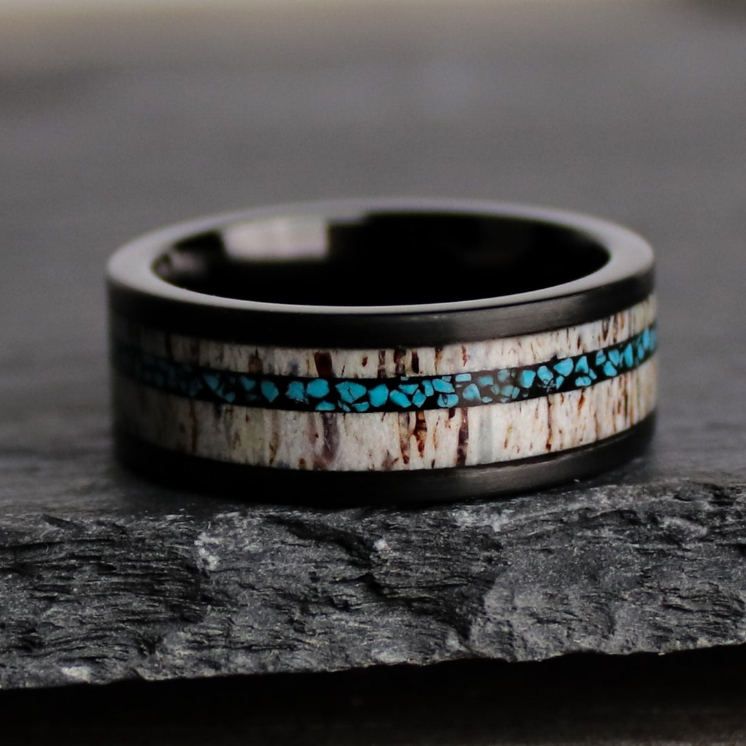 The Hemingway Arizona Turquoise and Antler Wedding Ring Thorum