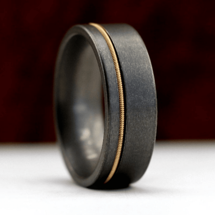 The Hendrix | Gunmetal Guitar String Ring, Wedding Ring | Thorum The Hendrix | Gunmetal Guitar String Ring, Wedding Ring | Thorum