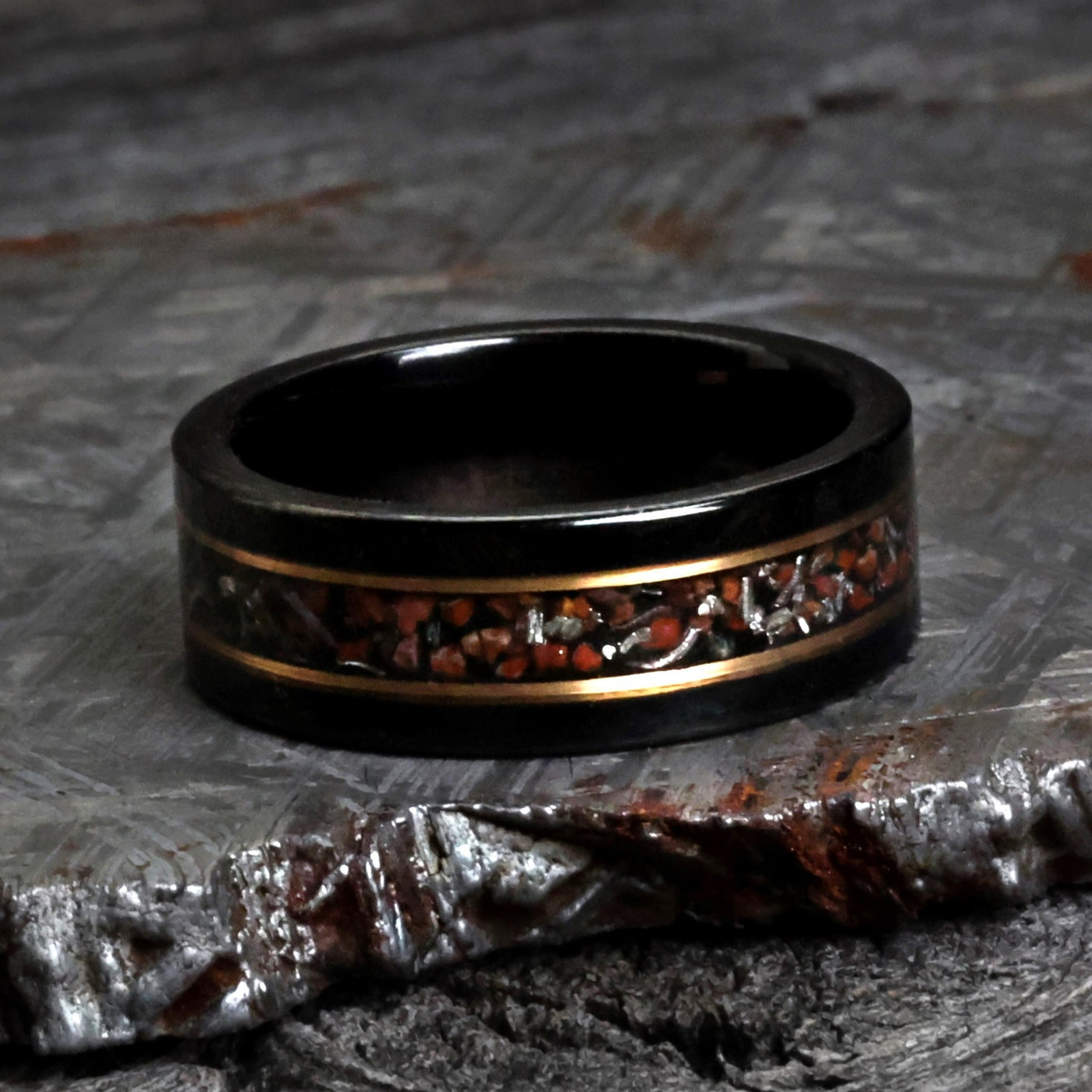 The Jurassic Meteorite and Dinosaur Bone Ring Thorum