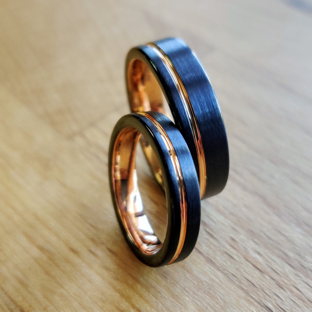 The Legend Set | 4 mm and 6 mm Rose Gold Ring Set | Thorum