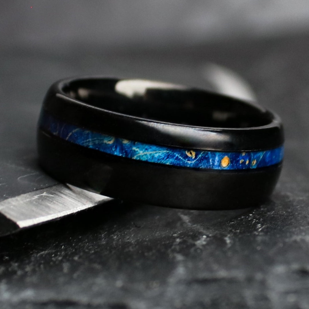 The Starry Night | Blue Burl Wood Ring | Thorum